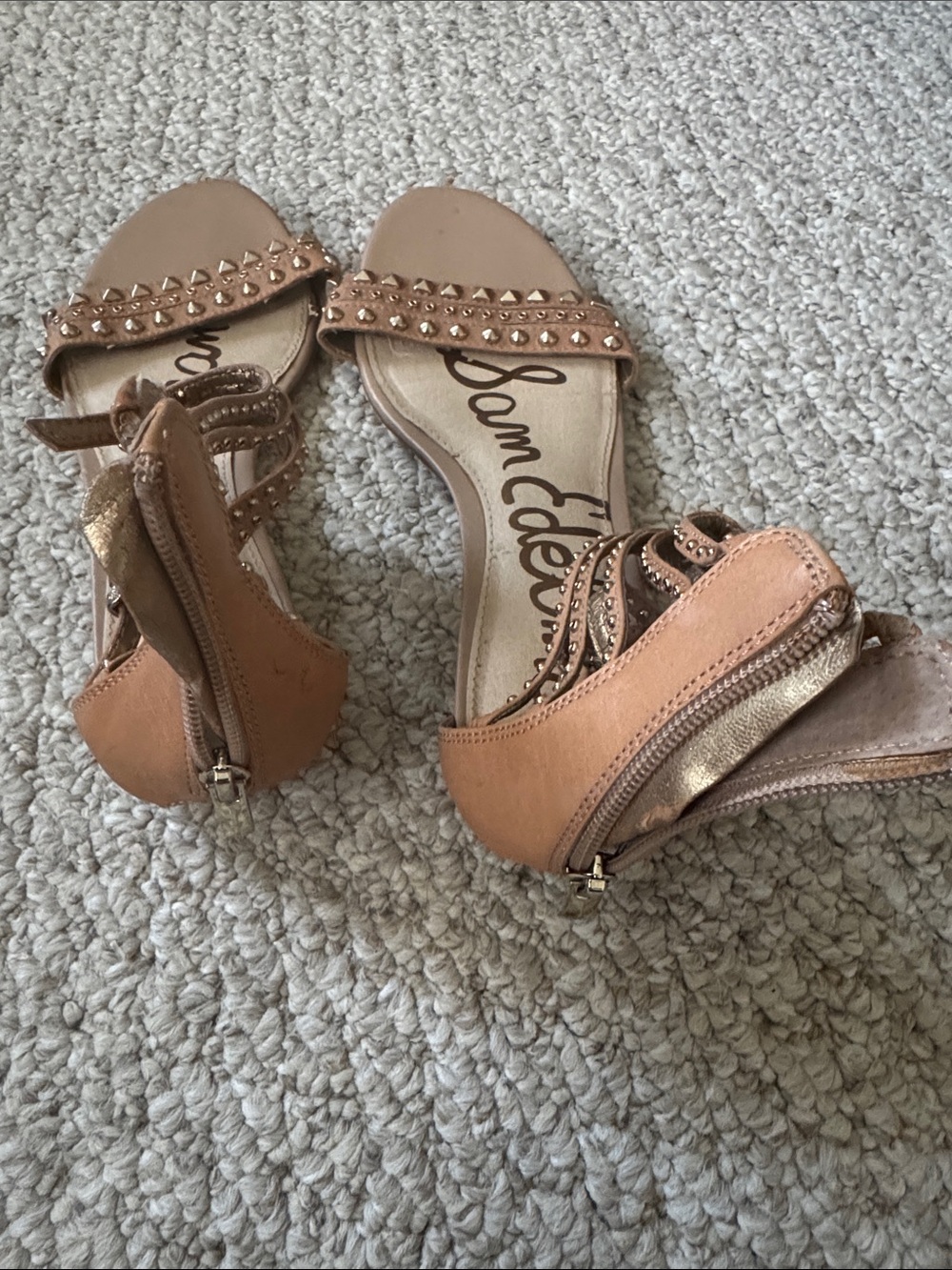 Sam Edelman Tan Studded Ankle-Strap Sandals - Picture 2 of 3